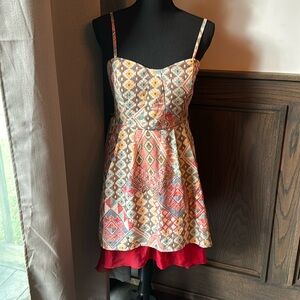 As U wish Aztec print boho adjustable strap dress size small